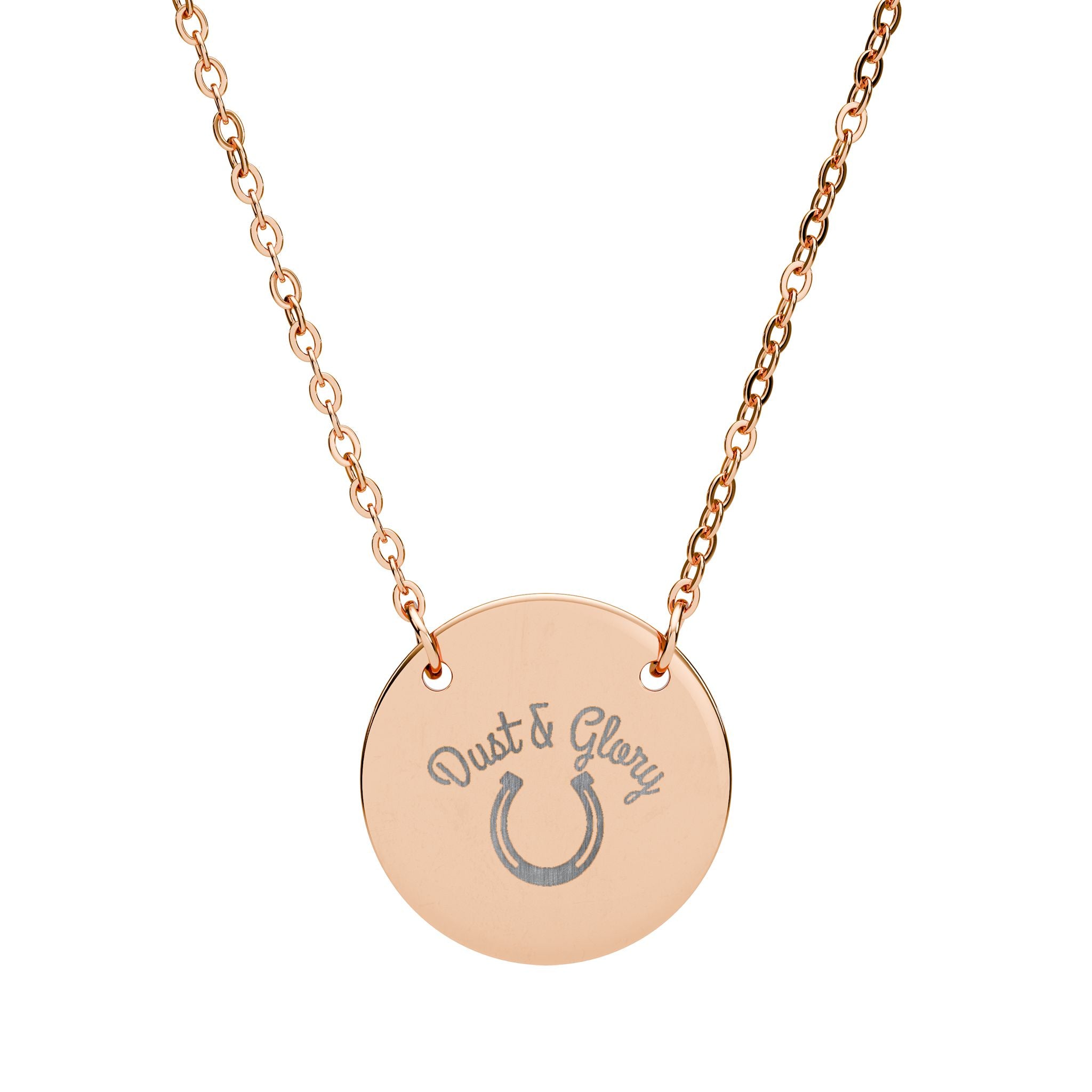Engraved Circle Necklace — 'Dust & Glory' Horseshoe Pendant